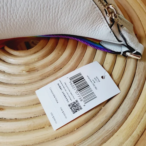 🆕 Leila pride white rainbow white belt bag waist kate spade handbag yellow red